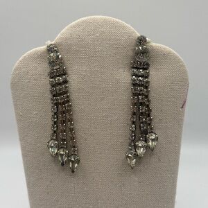 Vintage Glass Rhinestone Tassel Earrings